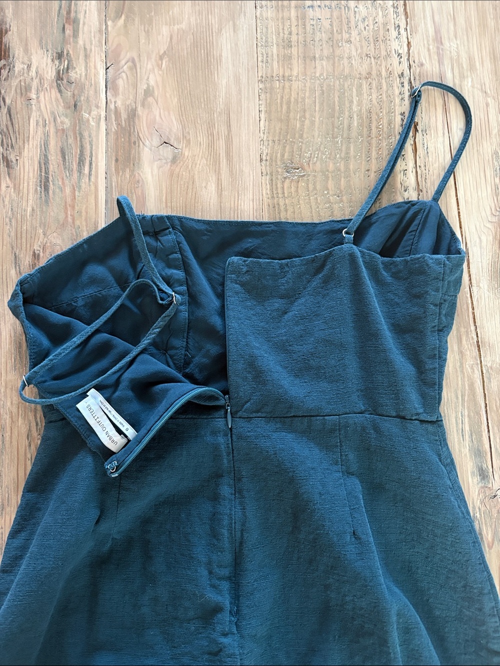 Urban Outfitters Deep Teal Spaghetti-Strap Mini Dress with Side Buttons - Picture 6 of 6